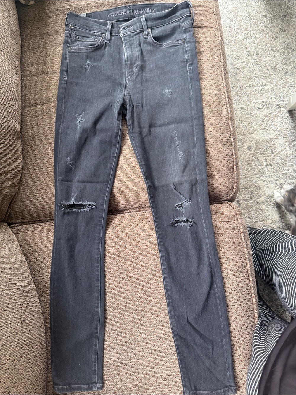 Citizens Of Humanity Gray Distressed Skinny Jeans